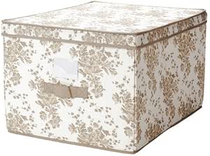 IKEA GARNITYR - Caja con tapa, de color beige, flor blanca ...