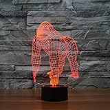 Tissen 3D Gorilla Monkey Night Light 7 Colors Mood Light Touch Switch USB Table Desk LED Light Present Kids Home Party Birthday Gift