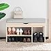 Mr IRONSTONE Shoes Bench Boot Organizing Upholstered Shoe Rack Entryway Storage, 2-Tier & 1- Hidden Compartment