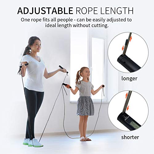 Jump Rope, Weighted Jump Rope with Counter, Adjustable Digital Cordless