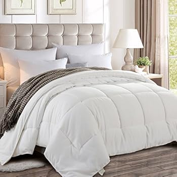 Maevis All Season Queen/Full Down Alternative Quilted White Comforter Reversible Soft Lightweight Hotel Collection Luxury Warm Fluffy Summer Cooling Duvet Insert with Corner Tab,88 by 88 inches