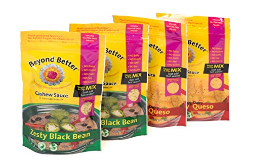 Beyond Better Cashew Cheese Alternative - 4 Pack Bundle {2 Spicy Queso & 2 Zesty Black Bean}