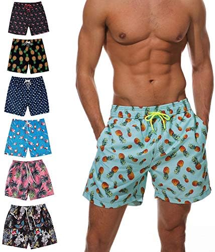 KeeCow Mens Swim Shorts Mesh Lining Waterproof Beach Surf Shorts Quick Dry Swimwear with Pockets Summer