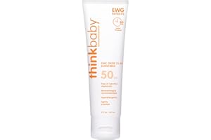 Thinkbaby SPF 50+ Baby Mineral Sunscreen – Safe, Natural Sunblock for Babies - Water Resistant Sun Cream – Broad Spectrum UVA/UVB Sun Protection – Vegan Baby Sunscreen Lotion, 3 Oz.
