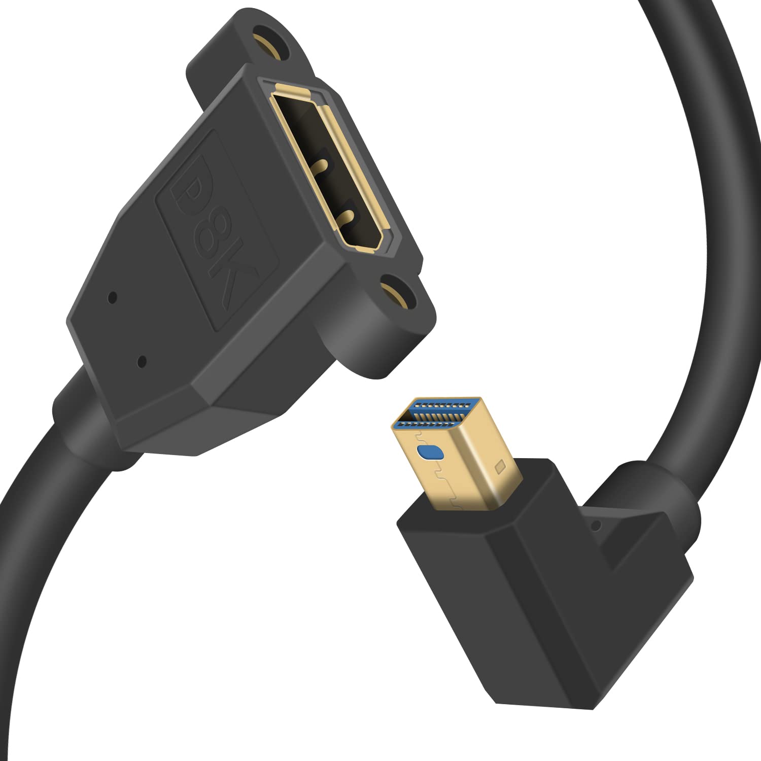 Duttek Displayport to Mini Displayport Cable 0.3M,8K@60Hz Mini Displayport to Displayport Bi-Directional Transmission Standard Mini Displayport 1.4 Cable