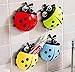 Bestga 2 PCS Cute Cartoon Ladybug and Bee Kids Wall Suction Cup Mount Toothbrush Holder Pencil and Pen Container Box Travel Organizer Plastic Pocket Storage Organizer - Blue/Orange