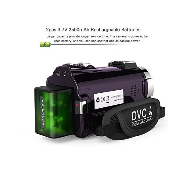 Andoer 4K Camcorder 1080P 48MP WiFi Digitalvideokamera IR Nachtsichtgerät 16X Digitalzoom mit 0.39X Weitwinkel… – Bild 6
