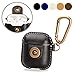 A+case case Leather Cover Compatible for air pods Accessories with Hook Keychain & Earbuds Strap Shock Resistant Full Protective case for Wireless Earbuds Charging case (Black)