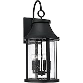 Capital Lighting 953641BK Bridger Transitional Clear Seeded Glass Outdoor Wall Lantern, 4-Light 240 Total Watts, 28" H x 12" 