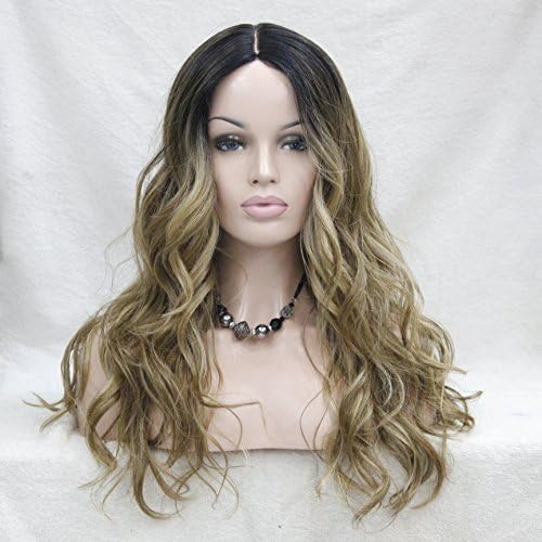 StrongBeauty Top Quality Synthetic Kanekalon Long Wavy Hair Wig Dark Root Gradient Brown Lowlight (TT325)