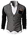 H2H Mens Herringbone Cardigan Sweater of Knitted Sleeves Black US S/Asia M (KMOSWL015)