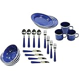 Stansport(tm) 11220 Enamel Camping 24-Piece Tableware Set