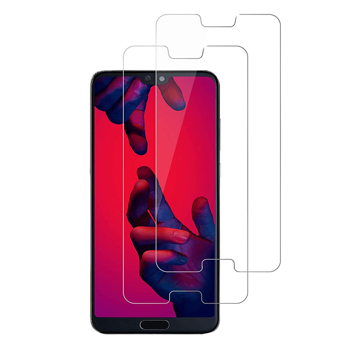 E-Hamii [2-Pack Screen Protector Compatible with Huawei P20 Pro,9H Tempered Glass Protective,2.5D Double Defense Series Premium Protect Film,[Anti-fingerprint and Anti-Scratch][Bubble-Free]