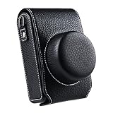 TARION Slim Leather Case Bag Protector for Camera Leica D-Lux Type 109 with Wrist Strap and Neck Strap Black