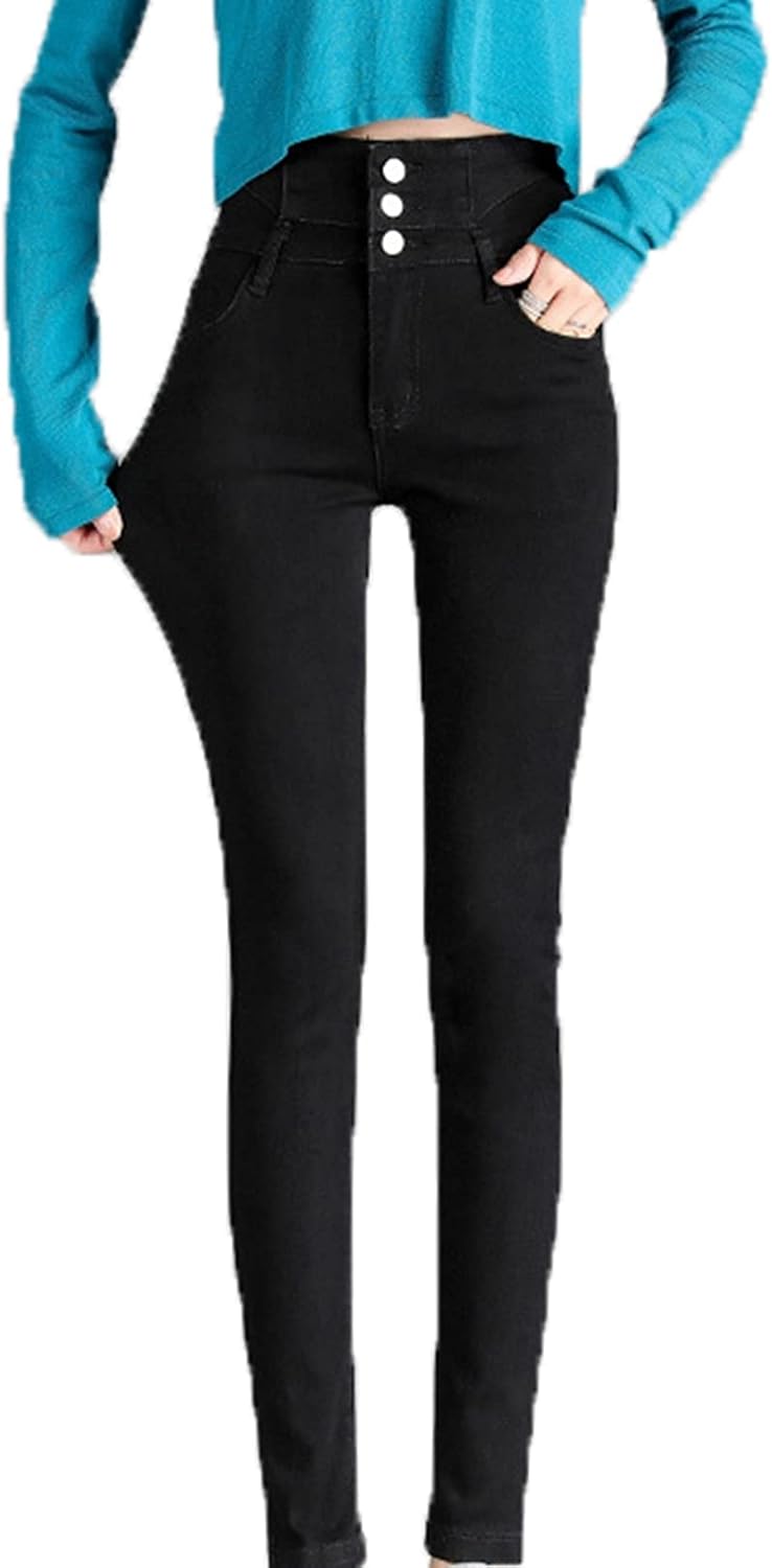 Women's Denim Trousers MultiButton Jeans for Spring HighWaisted Wild