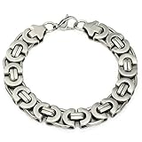 Trendsmax 11mm Mens Chain Flat Byzantine Silver Tone Stainless Steel Bracelet 7-11 inch