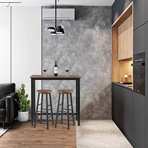 WOLTU BT33hov 1x Bartisch Bistrotisch Stehtisch Esstisch, Metallgestell, Tischplatte aus MDF, Holz Vintage, 100x40x100cm… – Bild 6