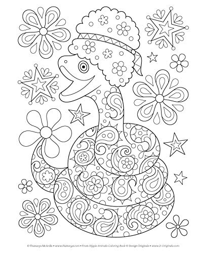 990 Hippie Animals Coloring Pages Pictures