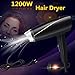 Greatic Hair Dryer, Lightweight Negative Ion Fast Dry Blow Dryer Quick Dry Portable Hair Dryer (Black)