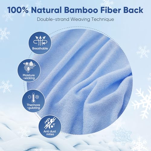 Elegear Bamboo Cooling Blanket 200 × 220 cm – Japanese Cooling Fibers ARC-Chill 3.0 Cooling Blanket for Better Sleep Comfort and Breathable Soft Blanket for Home and Travel, Blue