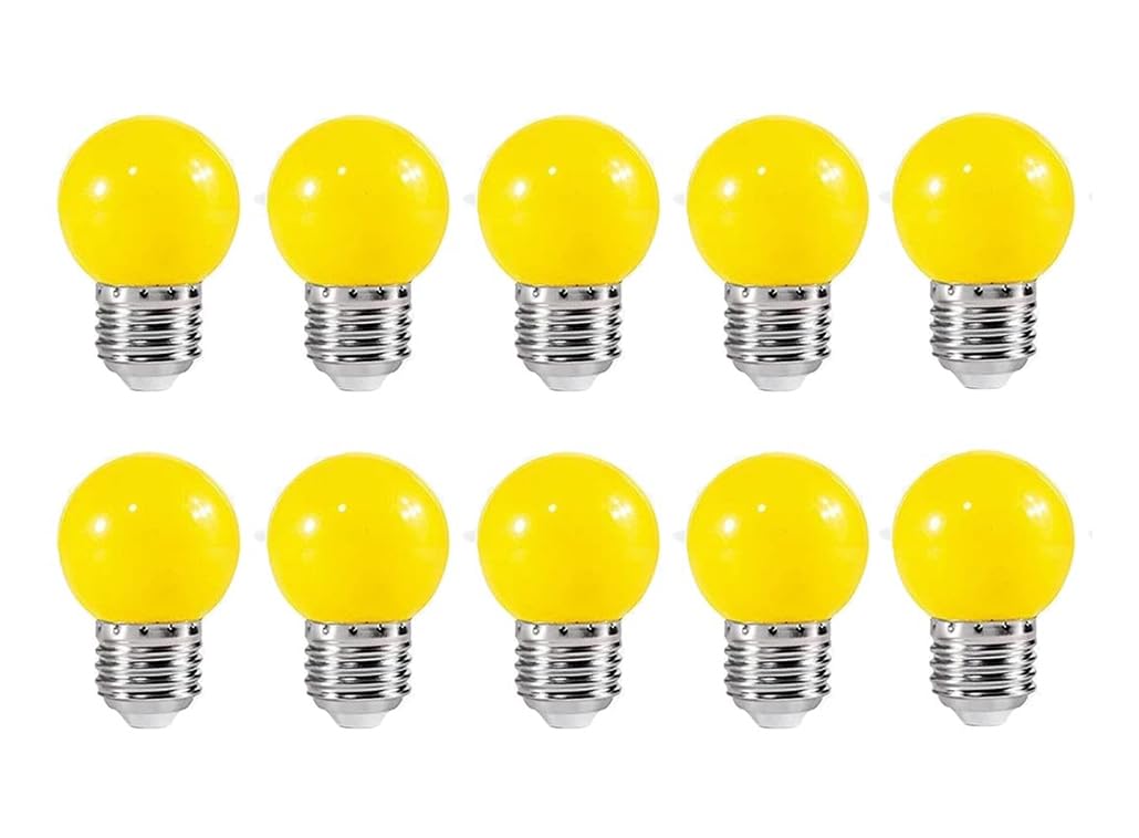 ZFQ 10 Pack E27 Bayonet Colored LED Light Bulbs 2W G45 Golf Ball Mini Globe Bulb Lighting Bulbs,Yellow for Outdoor Indoor String Patio Garden Party Christmas, Tree, Fairy Party Night Lights — image 1