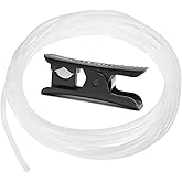 Asbrot Compatible with Bambu-Lab PTFE Tube 2.5mm ID&times;4mm OD, Length 5M/ 16.4ft, for BBL AMS X1/ X1C/ P1P/ P1S/ A1/ A1 Mini, Prusa MMU3/ Direct Drive Extruder (Cream Color), with Tubing Cutter