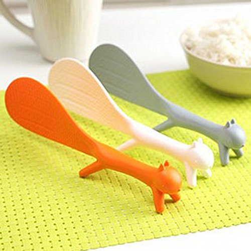 Unmengii Creative Kitchen Lovely Spoon Rice Squirrel No Sticky Table Standing Ladle - Thumbnail 3