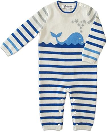 New Born Baby Boy Striped Romper Long Sleeve Cashmere Blue 3-12M