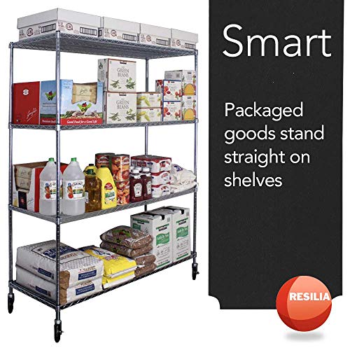 Resilia Shelf Liner Set for Wire Shelving Units 4 Pack, 18 Inches x 48 Inches, Black Vinyl