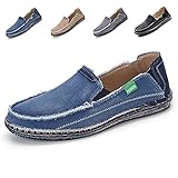 SANBANG Men's Slip-On Loafers Flat Canvas Boat Shoes for Driving Walking Weeding Outdoor