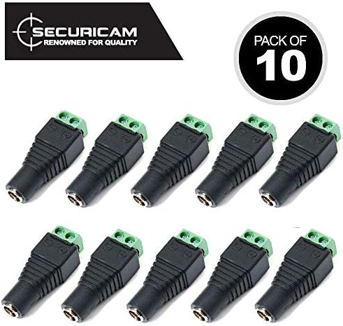 SECURICAM 10 x Female 5.5mm x 2.1mm 12V DC Power Connectors, DC Power Jack Connectors Plug Adapter Adaptor for CCTV Cameras & LED Strips