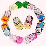 GHB 10 Pairs Baby Socks Cute Animal Toddler Socks Anti Slip Skid Cartoon Socks for 5-20 Months Babies and Infants Stripes Boat Ankle Socks Baby Shoes Socks