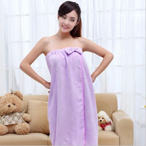 Bath Towels Clear Large Absorbent Microfiber Womens Bow Bath Towel Shower Bath SPA Wrap Body Bath Sheet Towel 120cm X 70cm 1pcs (Purple)