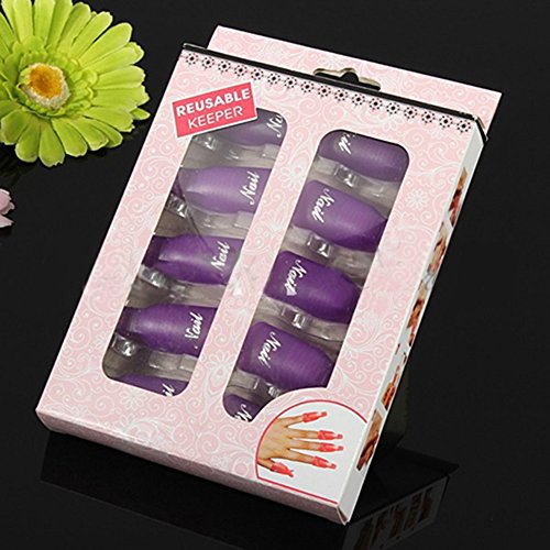 Sanwood Professional 10pcs Durable Reusable Plastic Nail Art UV Gel Polish Soak Off Remover Wrap Cleaner Clip Cap Tool (Purple)