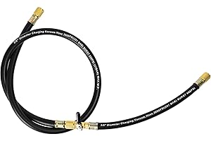 26060 Plus II 3/8" Heavy Duty Charge Hose with Straight Fittings and Valve, 5FT, HVAC Vacuum Hose, Working Pressure:600 Psi, 