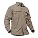 TACVASEN Men's Basic Military Tactical Long Sleeve Quick Dry Shirt Khaki for Travel