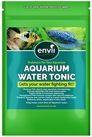Envii Aquarium Water Tonic – Water Treatment Uses Vital Minerals To Reduce Fish Stress & Prevent Parasitic Disease and Fungal Infection – Treats 2,000 Litres