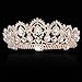 ANBALA Bridal Queen Tiara Crown, Luxury Bling Crystal Bridal Headband Prom Queen Pageant Princess Crown Hair Accessories for Women, Rose Gold