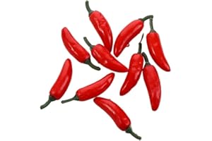 Zenarao Artificial Chili, 10Pcs Simulation Artificial Lifelike Small Chili, Fake Hot Chili Peppers Photography Props, Plastic Fake Vegetable for Photographic Props, Home Kitchen Decoration