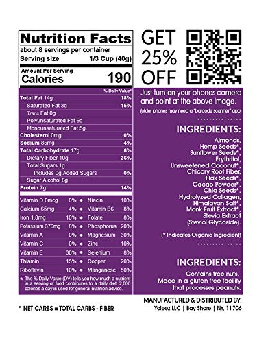 Granola Bakery - Chocolate Chia Keto Instant Hot Cereal - 11.3Oz Bag - 1g Net Carb - High Fiber Oatmeal Alternative, Gluten Free, Grain Free, Healthy Diabetic Friendly, Low Carb Breakfast - Thumbnail 2