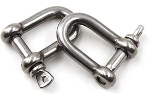 Flomore D Ring Shackle Boat Anchor Shackle 304 Stainless Steel Chain Shackle Screw Pin Bow Shackle