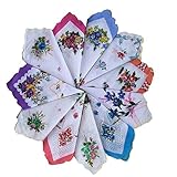 FTSUCQ Womens/Girls Vintage Multi Floral Wedding Party Cotton Handkerchiefs,12pcs Sets