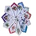 FTSUCQ Womens/Girls Vintage Multi Floral Wedding Party Cotton Handkerchiefs,12pcs Sets
