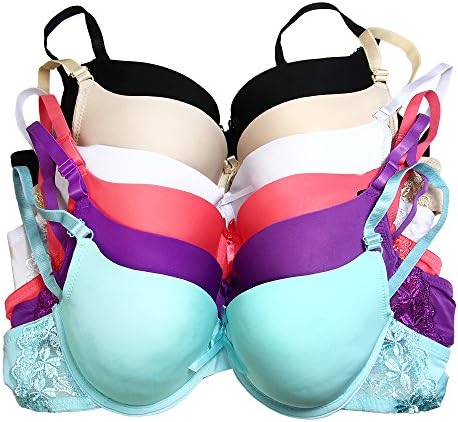 LOVATI 6 Packs Women's Comfort Underwire Push Up Bras Assorted Color(40-681-42DD)