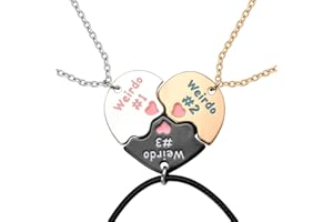 Matching Heart Necklaces for Best Friend Friendship Gifts for Women Funny Weirdo 1 Weirdo 2 Weirdo 3 Necklace Gold Best Frien