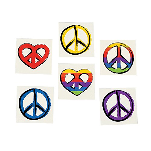 Peace sign temporary tattoos (6 dz) - retro party favors