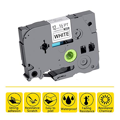 Replace TZe231 TZ P-Touch Label Tape Standard Laminated Label Tapes TZe-231 TZ231 TZ-231 Compatible for Brother P Touch PT-H100 PT-D210 PT-H110 PT-D400AD PT-D600 1/2-Inch x 26.2Feet (12mm x 8m) 6-Pack