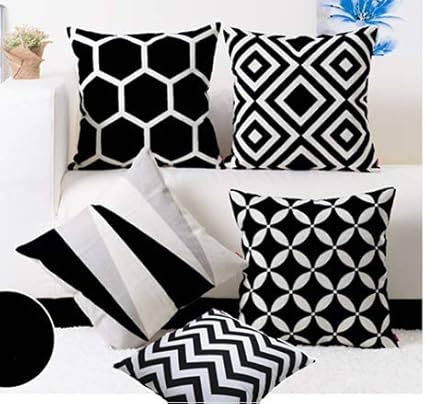 Modern Homes Black And White Throw Pillow Covers 16x16 Inches