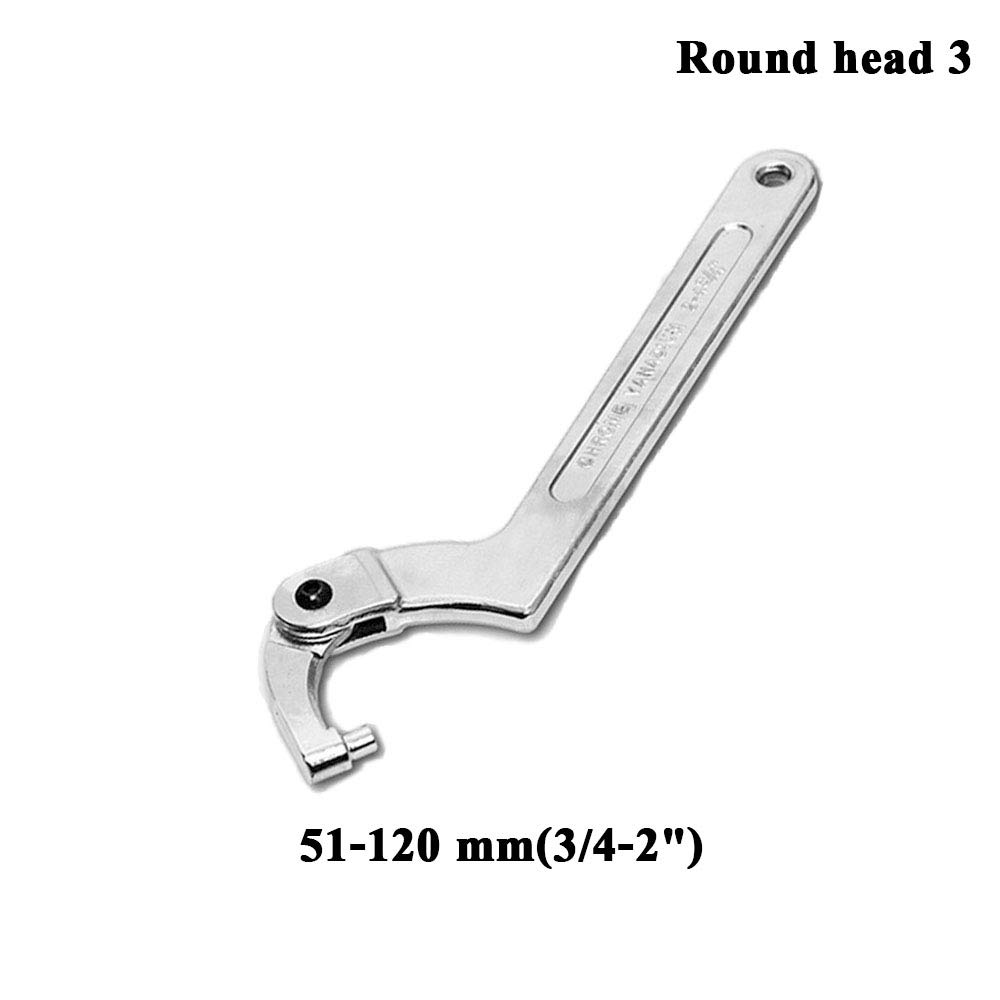 GOZAR Chrome Vanadium Adjustable Hook Wrench C Spanner Tool 19-51mm 32-76mm 51-120mm - Round head 3 - Image 3