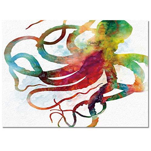 Libaoge Area Rugs 2'x3' Anti-Skid Carpet Runner with Rubber Backing Multi-Color Rug for Bedroom Playroom/Tile Hardwood Floors, Washable Area Rugs- Colorful Abstract Kraken Octopus Mythical Monster
